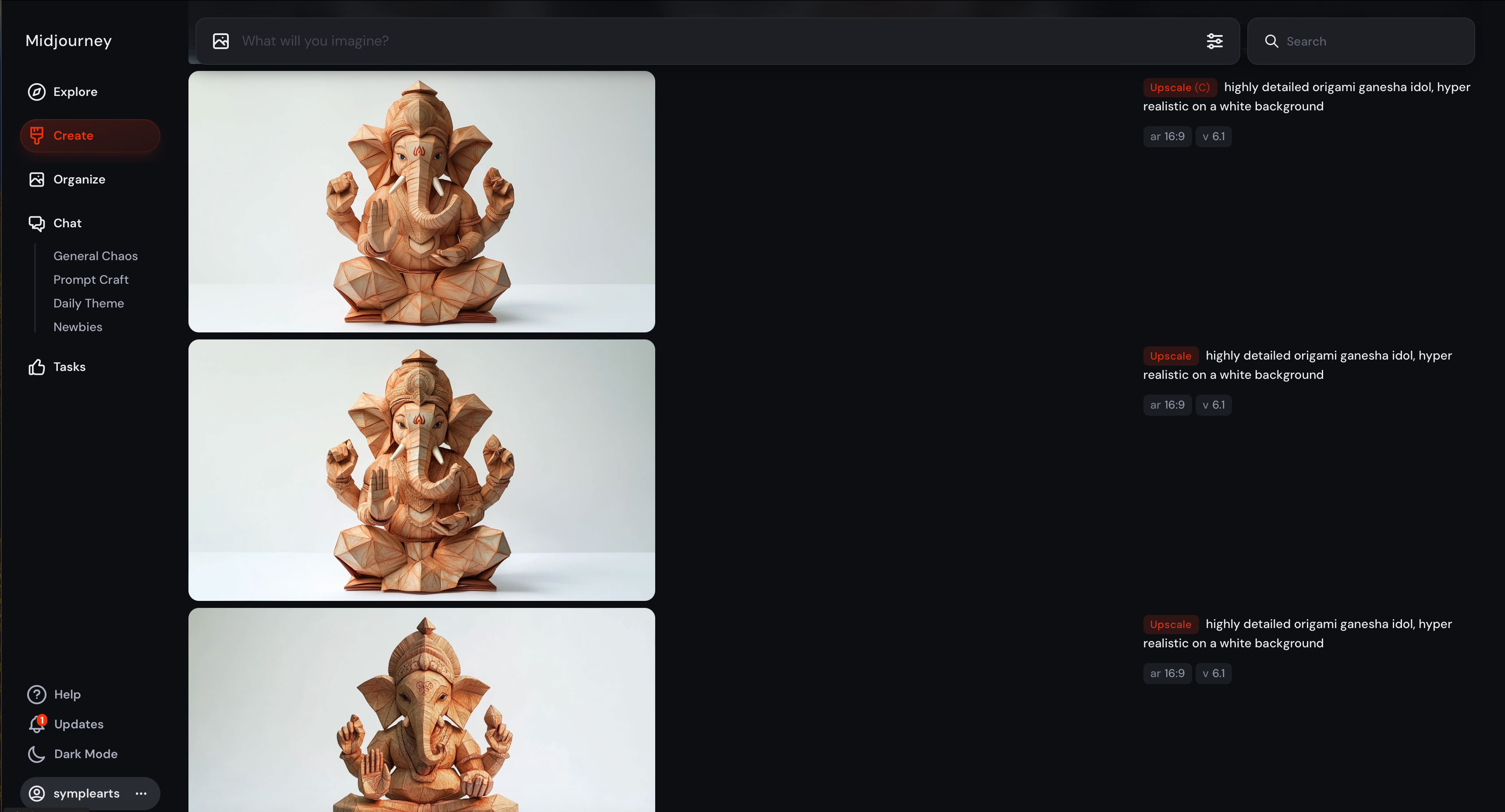 Hyper-realistic AI-generated Ganesha idol with an origami-inspired design, created using Midjourney, on a clean white background